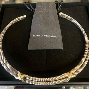 David Yurman Twisted Cable Bracelet Necklace in Silver with Gold Accent